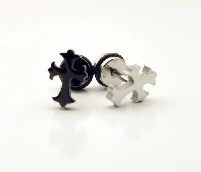 

Screw flower cross titanium stud earring stainless steel earrings stud earring 2171