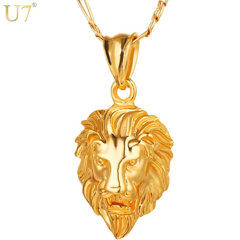 

U7 Hip Hop Big Lion Head Pendant & Necklace Animal King Vintage Gold/Silver Color Hiphop Chain For Men/Women Jewelry Gift P333