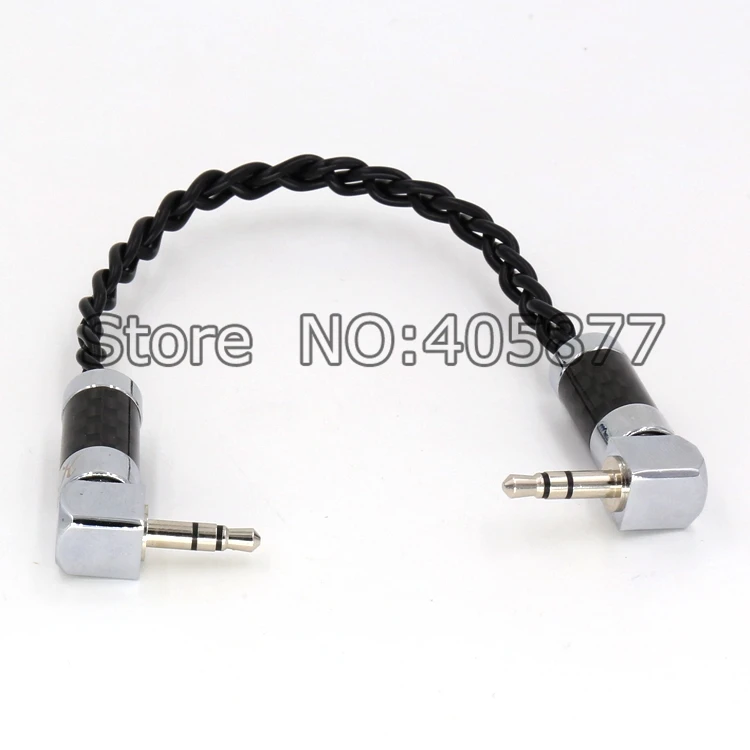 

audio silver plated braid 3.5MM right angled Plug Cable hifi record AUX Cable