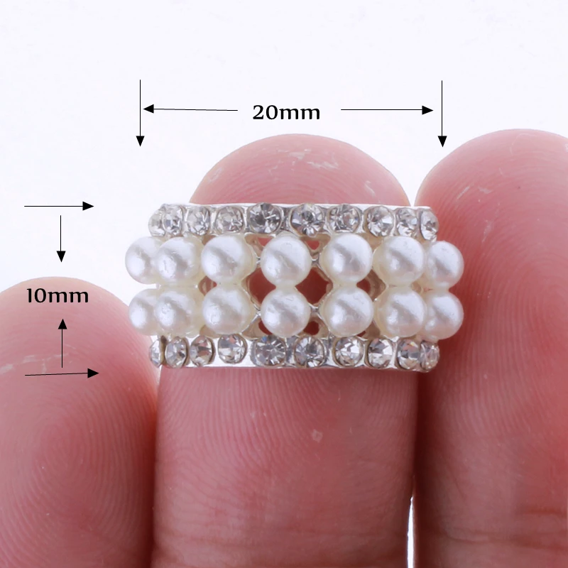 10PCS 10*20MM Chic Arch Shape Crystal Rhinestone Buttons For Wedding Embellishment Round Pearl Button Decoration