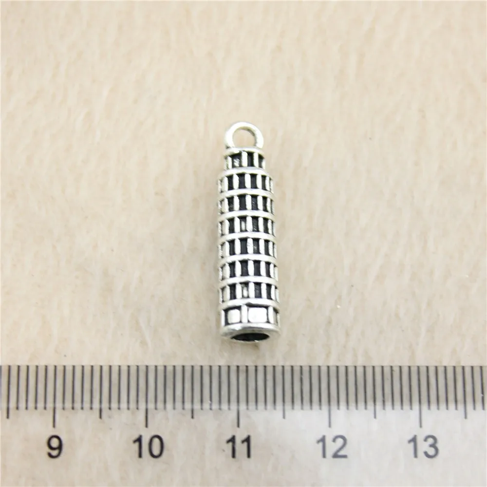 32pcs/lot 25*7mm ancient silver Leaning Tower Of Pisa charm Pendants DIY jewelry for bracelet necklace earring