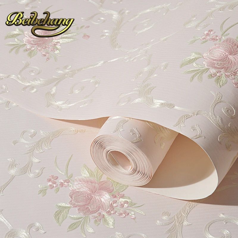 beibehang wall paper Warm living room bedroom full shop nonwoven coining stereoscopic 3d pastoral wallpaper papel de parede