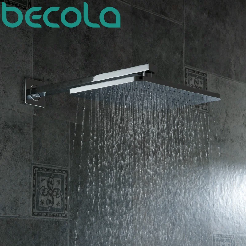 Becola Square ABS Plastic Shower Head 12 Inch Rainfall Shower Heads Rain Shower Faucet Not Includes Shower Arm