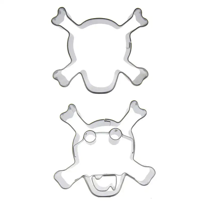 2 pcs Skeleton Head Stainless steel Cookie cutter biscuit embossing machine Pastry soft sweets molds Cake decorating DIY Tools