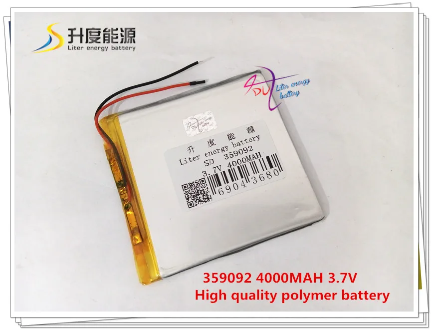 Batterie lithium-ion 3.7 polymère, 4000 V, 359092 mAH, pour POWER BANK, GPS, mp3, mp4, téléphone portable, tablette, PC