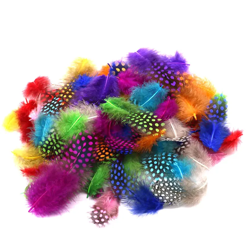 50PCS Mixed Colors Guinea Pearl Hen Feather Spey Flies Tailing Cheeks Streamers Fly Tying Material