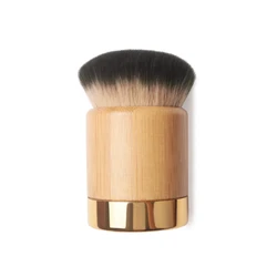 High end T Series Solid Bamboo Short Handle Domed Shape Kabuki Brush Round Foundation BB Cream Brush Makeup