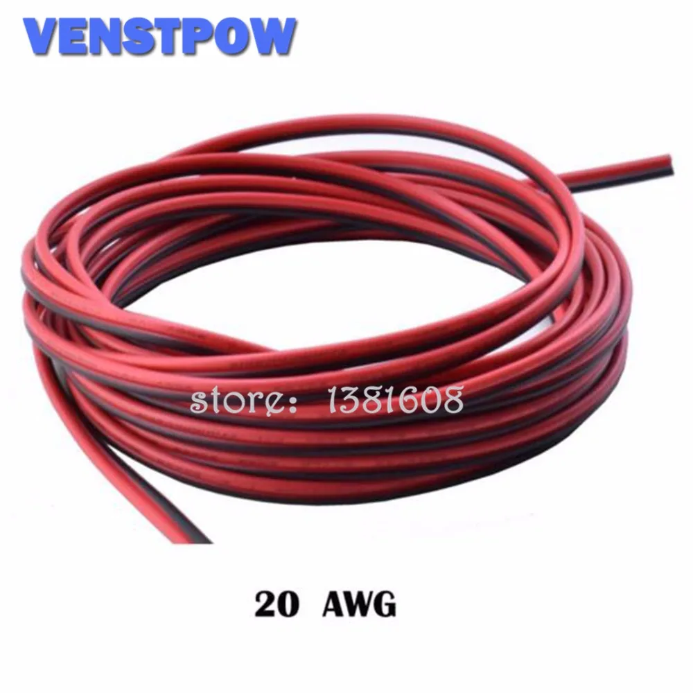 5M/Lot Red Black 2Pins 20AWG LED Extension  Thinned Copper Wire Cable with wire cross-section 0.5 PVC Insulated Wire for Car