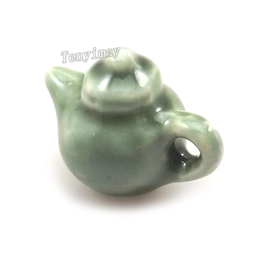 Chinese Style Cyan Miniature Teapot Ceramic Pendant For DIY 50pcs/lot