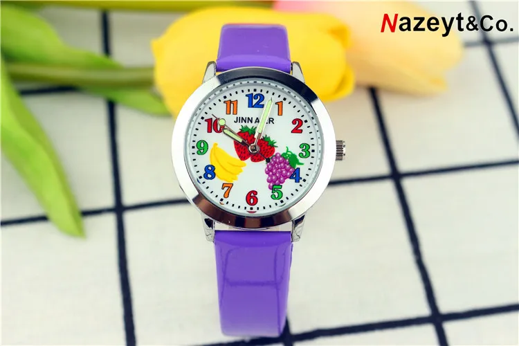 2019new dzieci moda PU skórzane zegarek małych chłopców dziewczyny słodkie owoce twarz quartz dresswatch dzieci student luminous ręce zegar