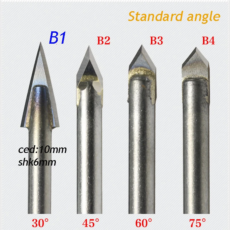 1pc Ordinary Angle Alloy Router Bits CNC engraving cutter Stone Carving Tools standard