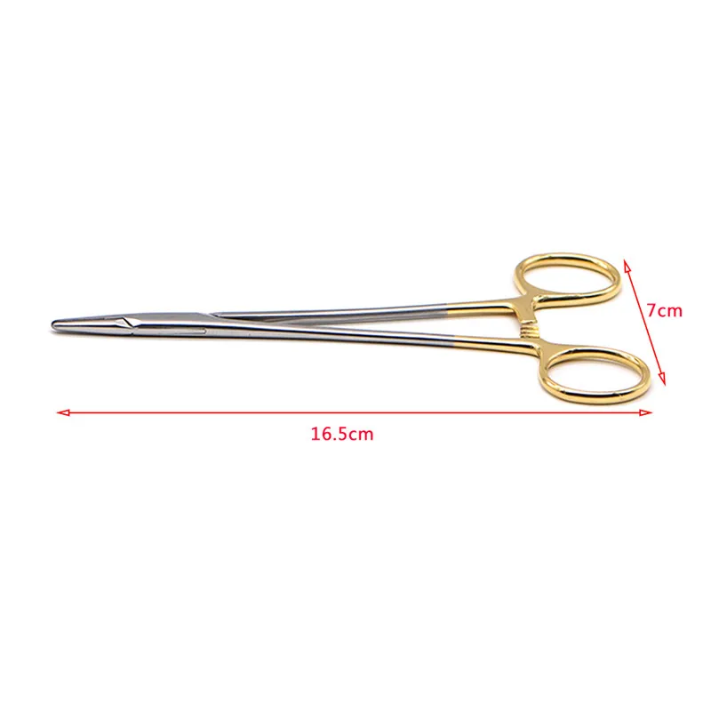 Dental Needle Holders Stainless Steel Orthodontic Plier Gold Plated Handle Surgical Dental Instrument Implant Castroviejo