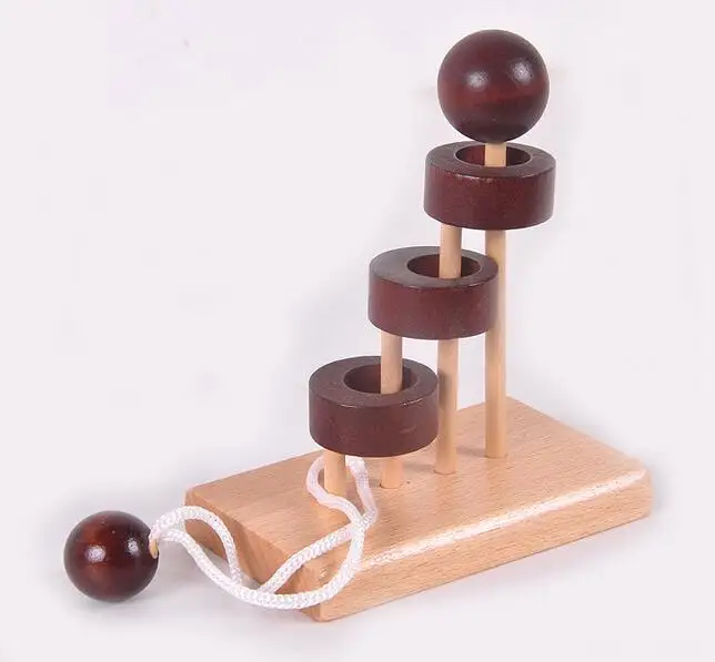 Puzle de cuerda de madera para niños y adultos, juego de rompecabezas de cuerda mental, Juguetes