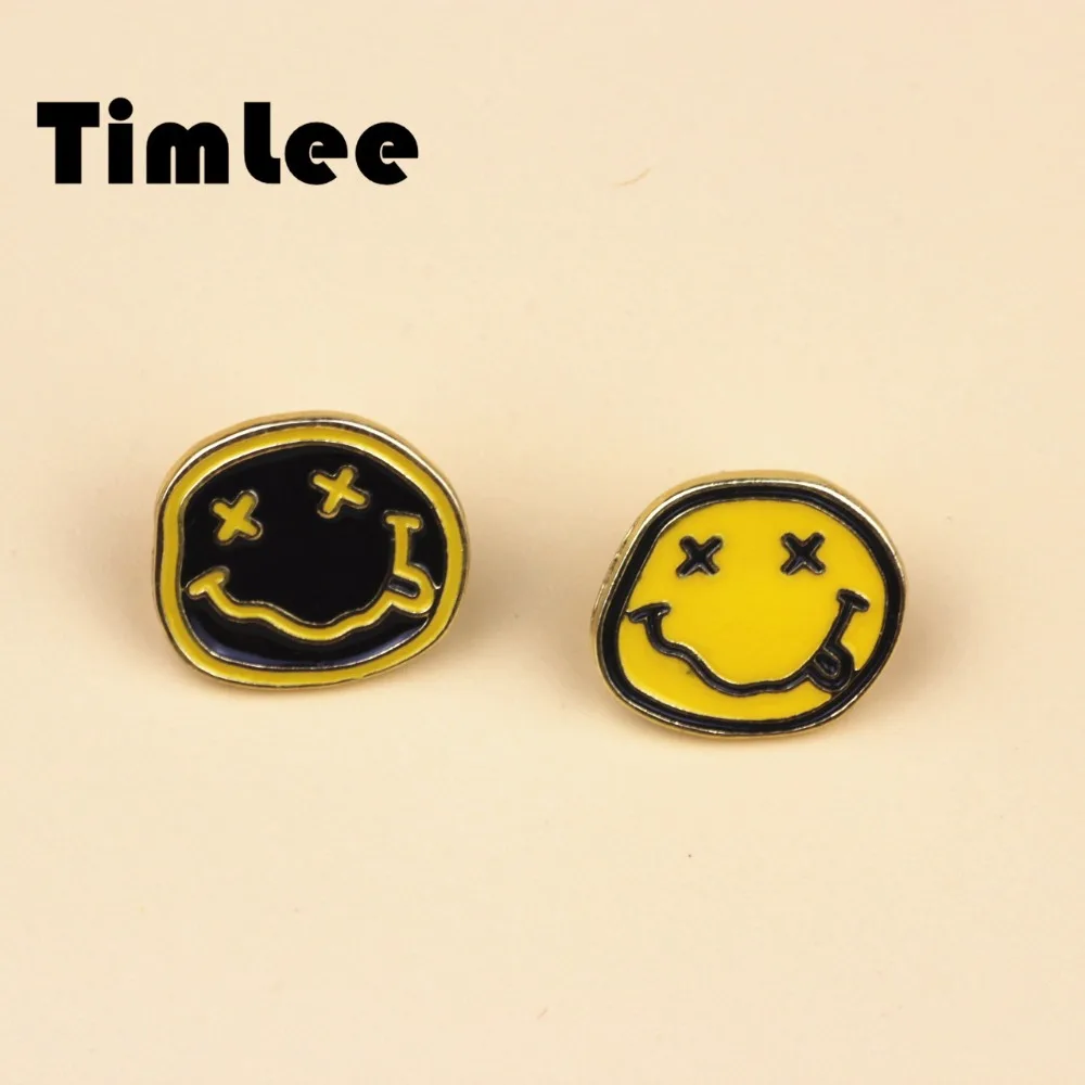 Timlee X009 Cartoon Cute Smile Face Metal Brooch Button Pins Girl Gift Jewelry Wholesale