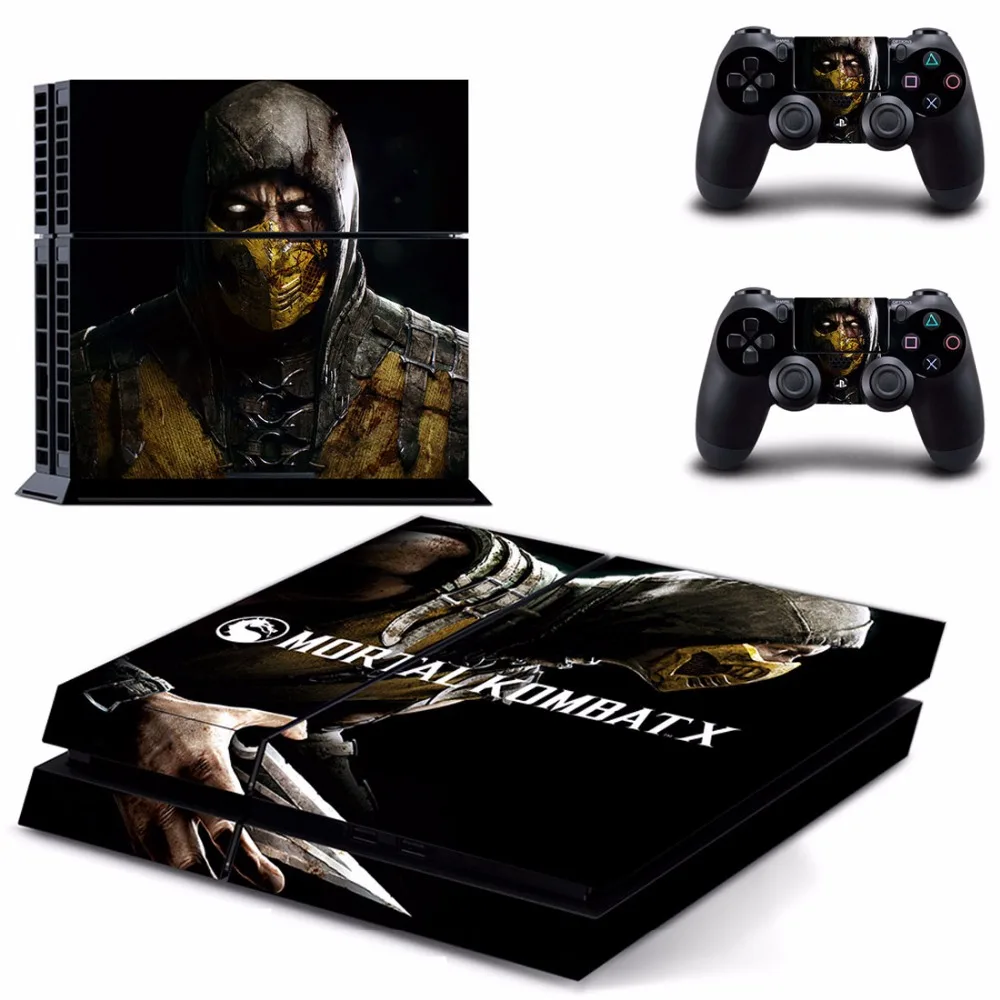 Game Mortal Kombat X PS4 Skin Sticker Decal For Sony PlayStation 4 Console and 2 Controllers PS4 Skins Sticker Vinyl