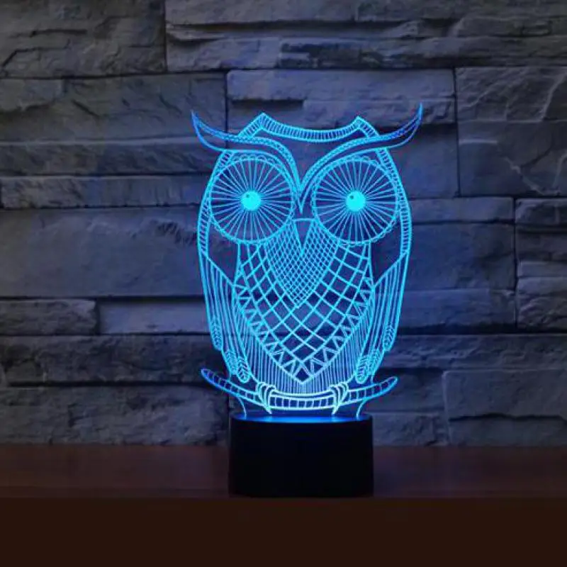 Owl  Remote Control 3d Lamp 7 Color Touch Led Visual Light  Luminaria De Mesa Led Night Light Veilleuse Enfant 3d Light Fixtures