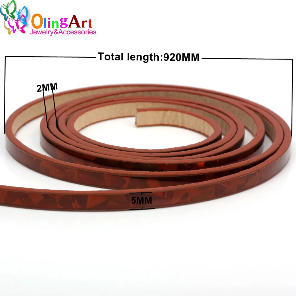 OlingArt The newest 5MM 1Yard/lot PU Bright stripe spot wire Flat Leather Cords DIY Bracelet necklace Jewelry making