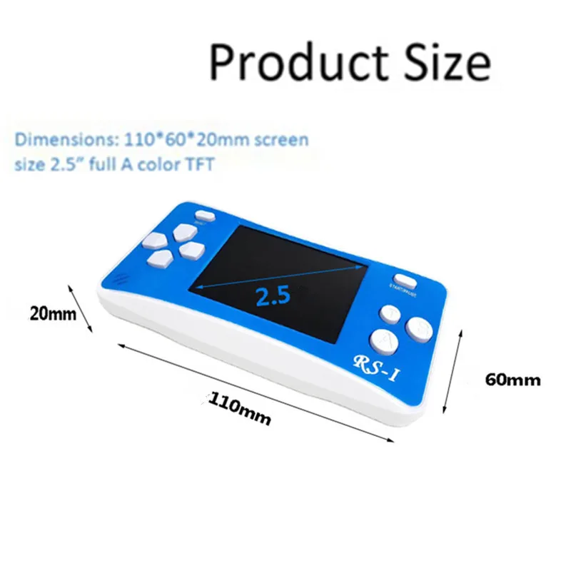 หน้าจอสี2.5นิ้วคอนโซลเกมมือถือ-คลาสสิก Retro Vintage เกม AV Plug And Play เชื่อมต่อโทรทัศน์ Gamepad จอยสติ๊ก