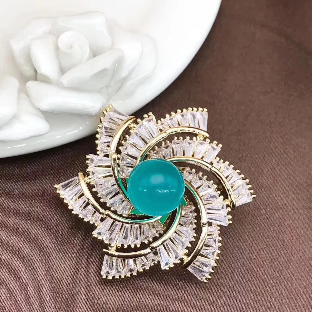 Natural And Real Amazonite brooch Free shipping Natural real Amazonite 925 sterling silver brooch