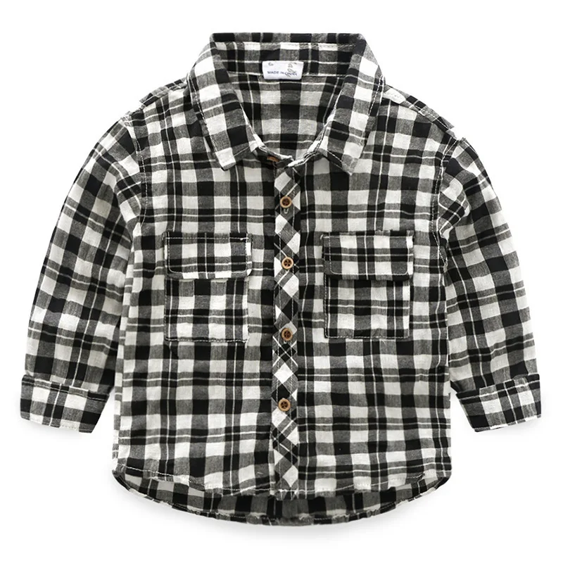 Boys Shirts Cotton Plaid Shirt Tops Long Sleeve England School Trend Children Clothes Boys Tops Low Price Kid Blouse Wholesale