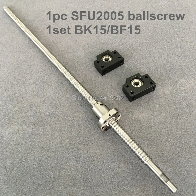 

Free shipping CNC Ballscrew Set : 20MM Ball screw SFU2005/2010 end Machined + Ball Nut + BK15 BF15 End Support for cnc parts