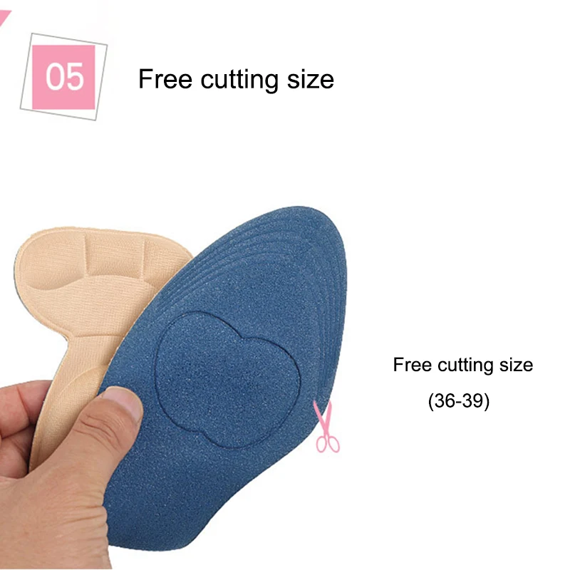 1 Pair Sport Insoles Breathable Anti-slip Shock Foot Arch Massage Sponge Paste Pad Inserts Post Back Women High Heel Shoes New