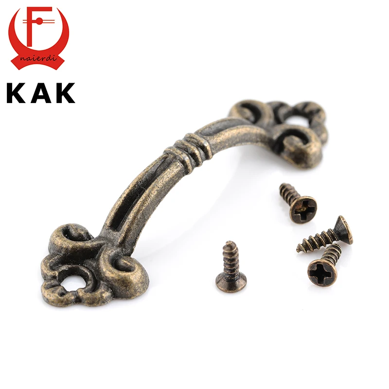 

10pcs KAK Handles Knobs Pendants Flowers For Drawer Wooden Jewelry Box Furniture Hardware Bronze Tone Handle Cabinet Pulls