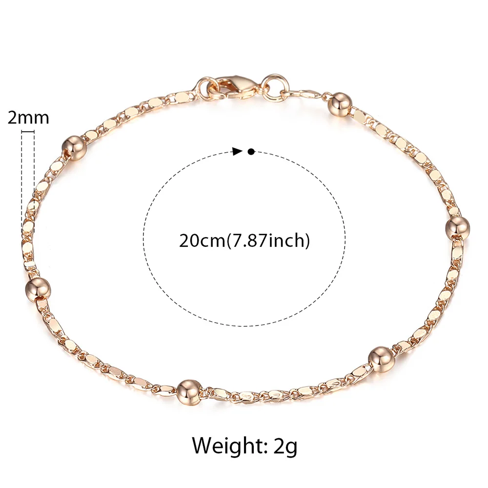 2mm Thin Marina Link Chain 585 Rose Gold Color Bracelet for Women Girls Woman Bracelet Wholesale Jewelry Gifts 20cm CB11