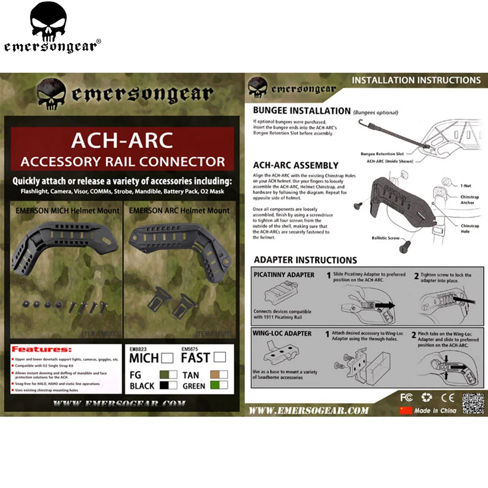 EMERSON Almohadillas protectoras compatibles casco táctico ACH-MICH - imagen 4