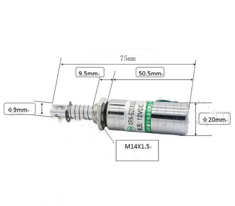 Round tube pull solenoid cylindrical DC magnet XRN-20X50L 12V 24V Stroke 10mm Power 20.5W