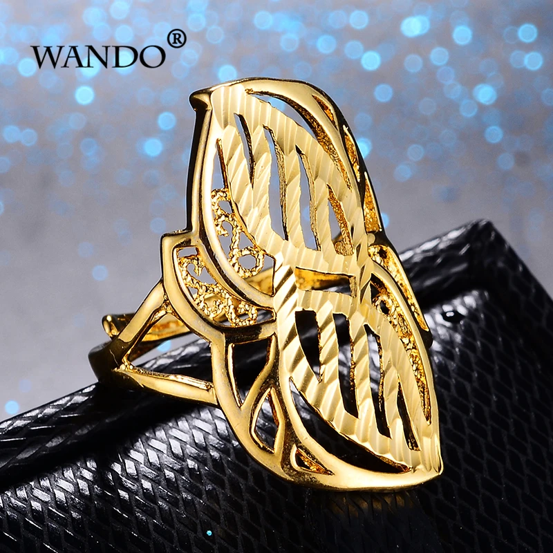 Ethiopian Hollow Leaves Wedding Gold Color Rings For Women Men Eritrea Africa Middle East Italy French Womenjewelry R68