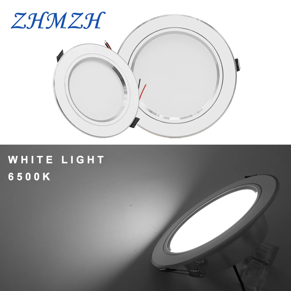 Luminária led downlight de 220v, formato redondo, de 5w, 9w, 12w, 15w, 18w, branco quente, para quarto ou sala de jantar