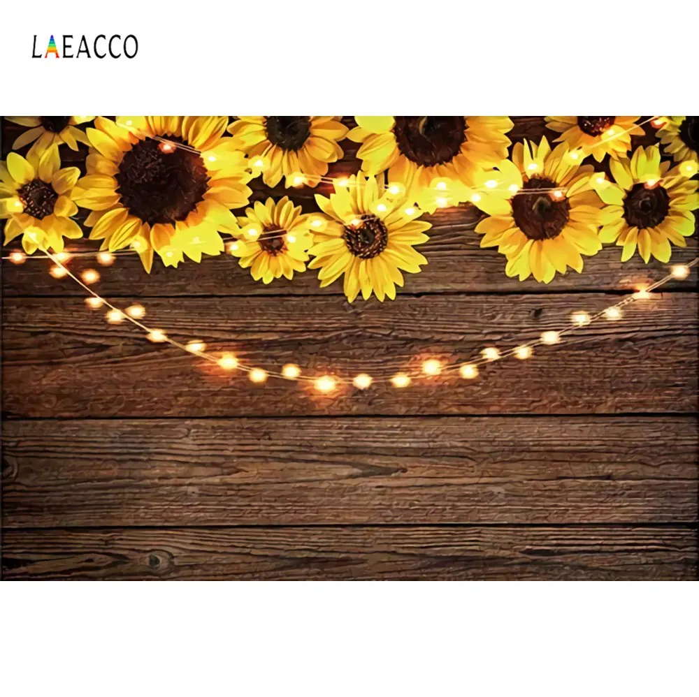 Laeacco Виниловый фон для фотосъемки с изображением подсолнуха из лиственных пород для детского портретного фото фон для фотосессия Фотостуди...