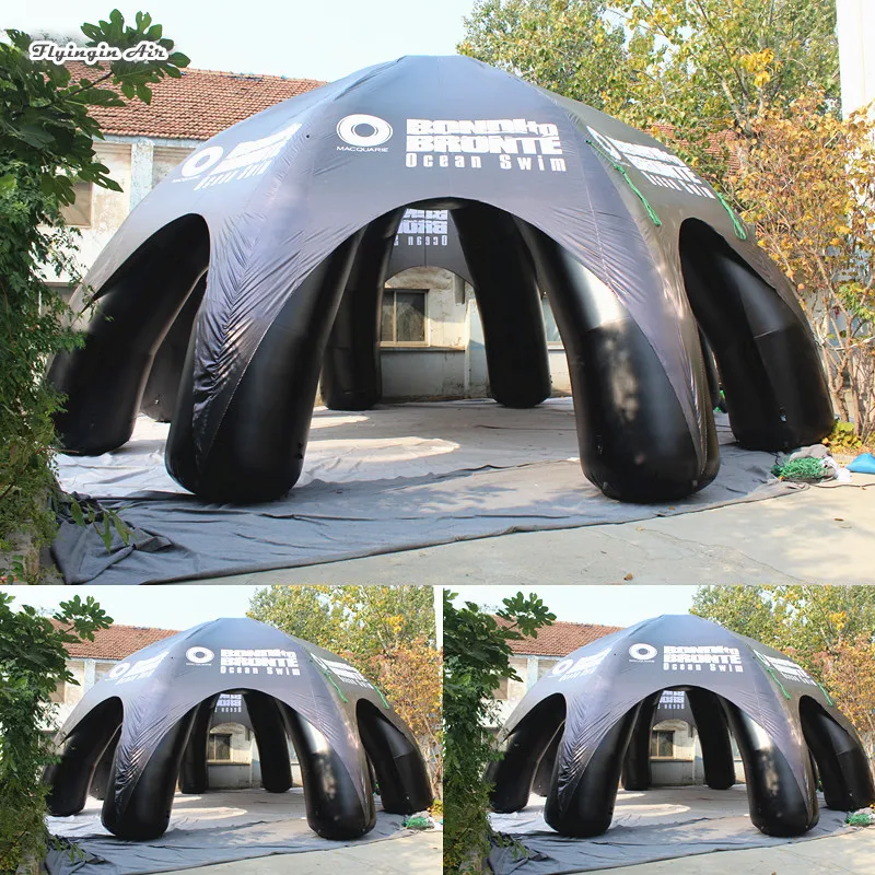 Customized 10m Outdoor Advertising Inflatable Spider Tent Frame Dome Black Airblown Structure for Event and Exhibition