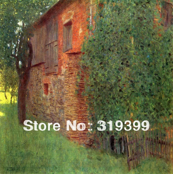 Gustav Klimt  Oil Painting reproduction on Linen Canvas,Farmhouse in Kammer on Lake Attersee,Free shipping,Handmade,Museum