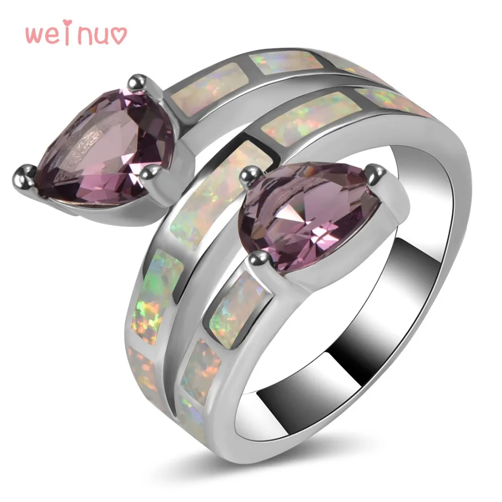 Purple Crystal White Opal Ring 925 Sterling Silver Top Quality Fancy Jewelry Wedding Ring Size 5 6 7 8 9 10 11 A219