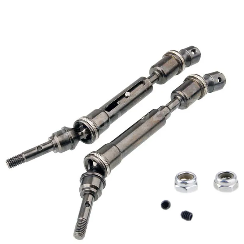 2 Pieces RC Car Upgrade Part Aluminum Alloy Front Rear Universal Drive Shaft CVD For 1/10 Scale Models Traxxas Slash 4x4 Truck