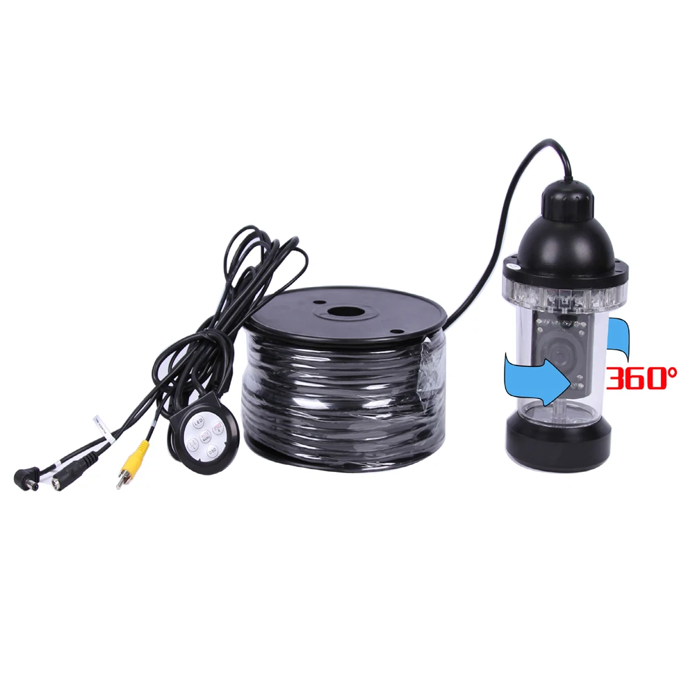 50Meters Depth 360 Degree Rotative Underwater Camera with 18pcs of White or IR LED for Fish Finder & Diving  Camera Application