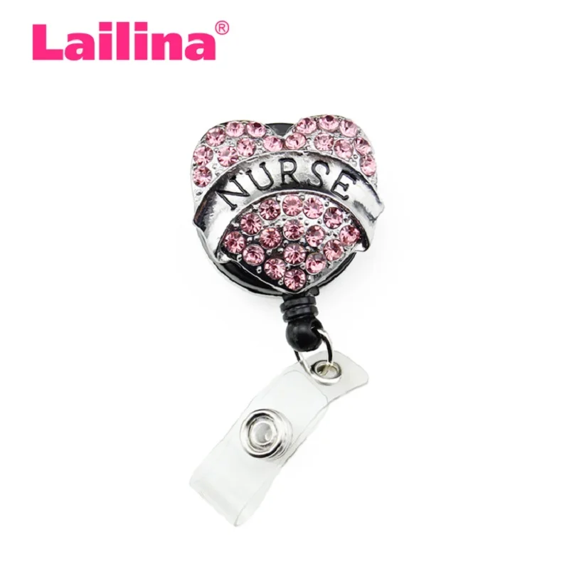 10pcs Medical Rhinestone Retractable  ID Badge Holder