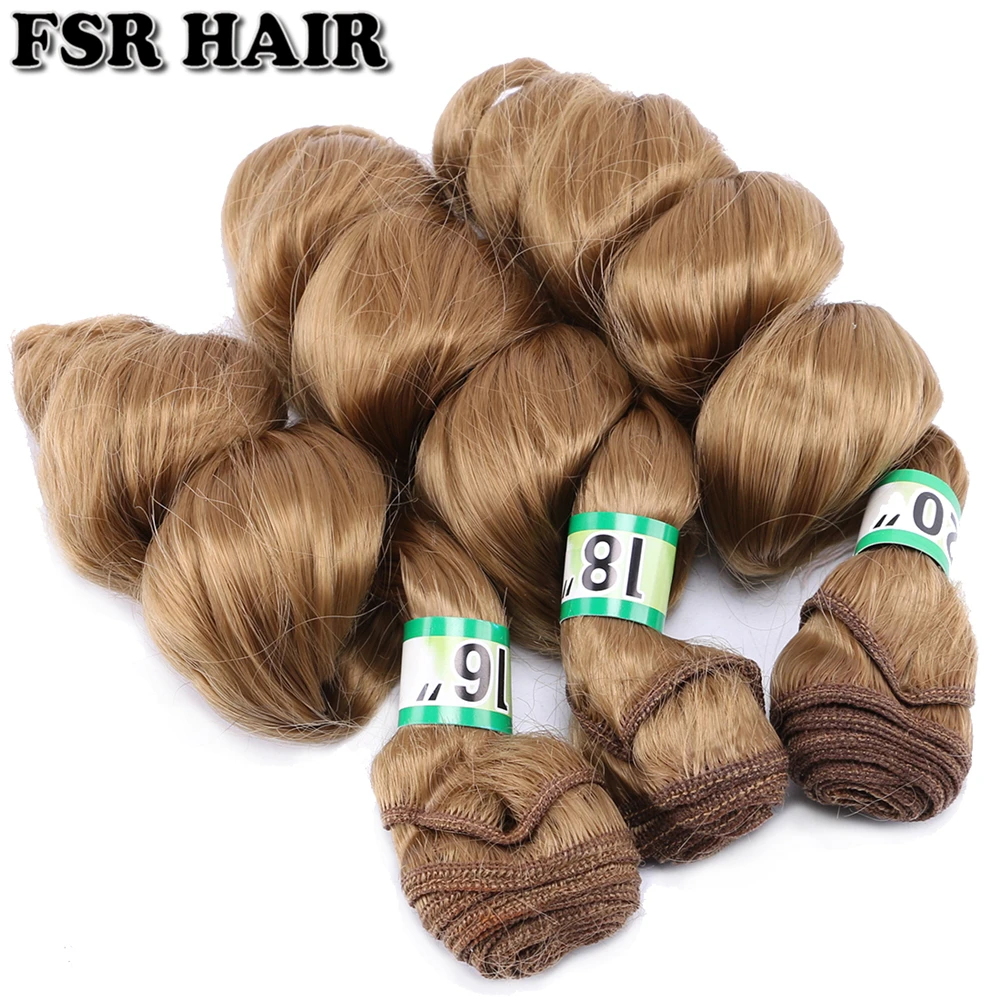 Fsr pacotes de cabelo sintético para mulheres, pacotes de cabelo ondulado com 70 cores soltas, marrom, rosa e cinza, cabelo sintético para mulheres negras