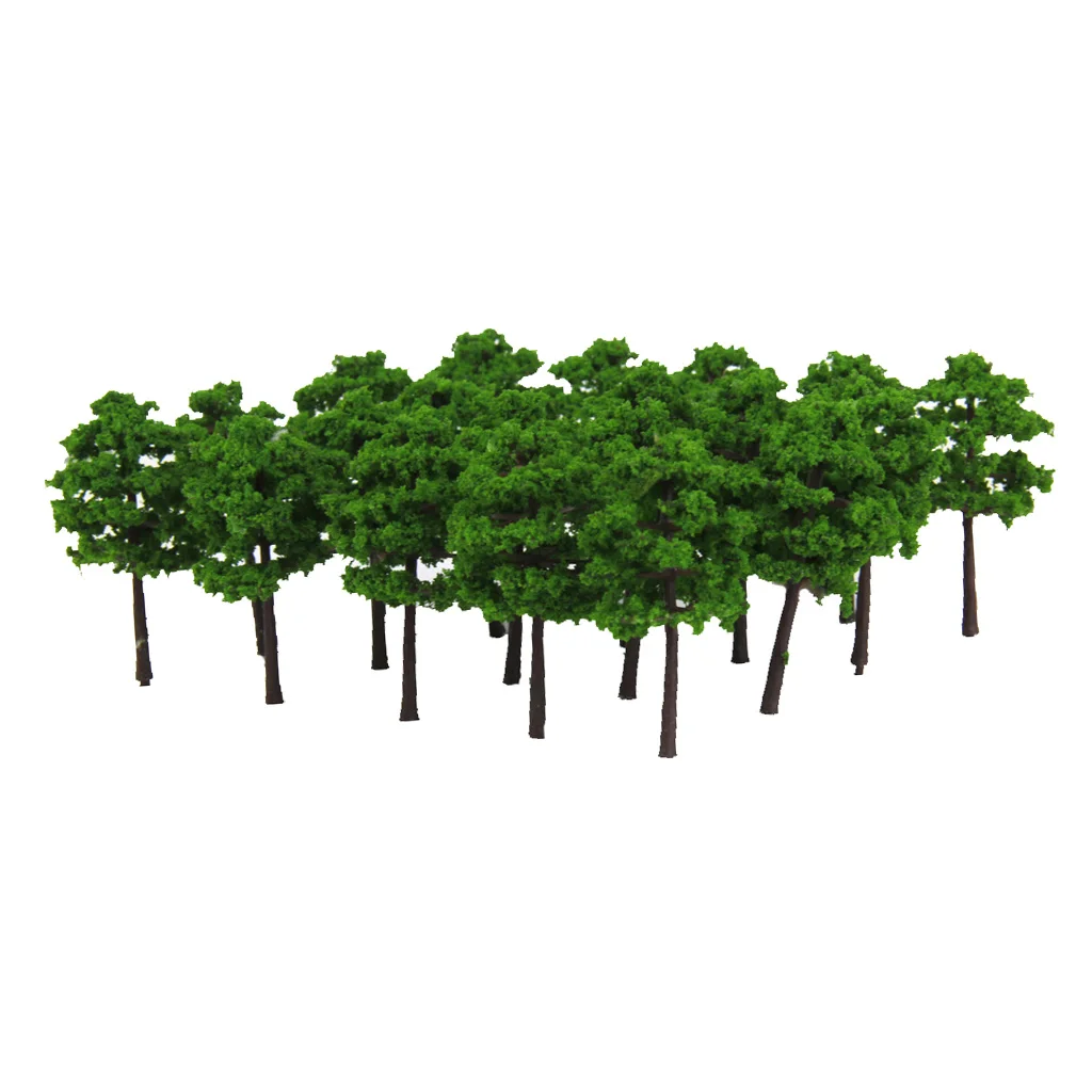 

40PCS Plastic Model Trees Train Railroad Scenery Wargame Diorama 1:250 Dark Green