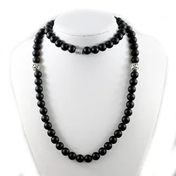 Natural Matte Black Onyx Handmade Necklaces 10mm Beads Mala Necklace Long Necklace Energy Men Jewelry