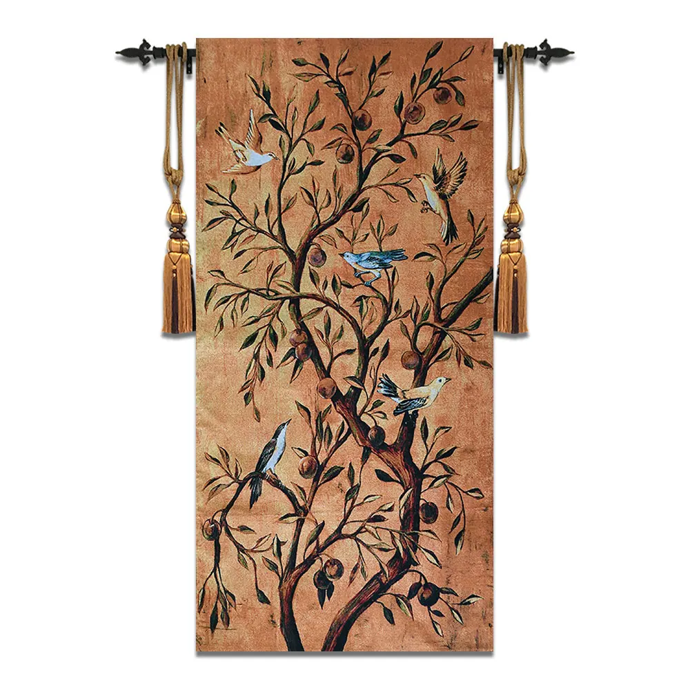 60x120cmx3 Belgian tapestry of Fortune tree and lucky bird Corridor murals home painting fabric