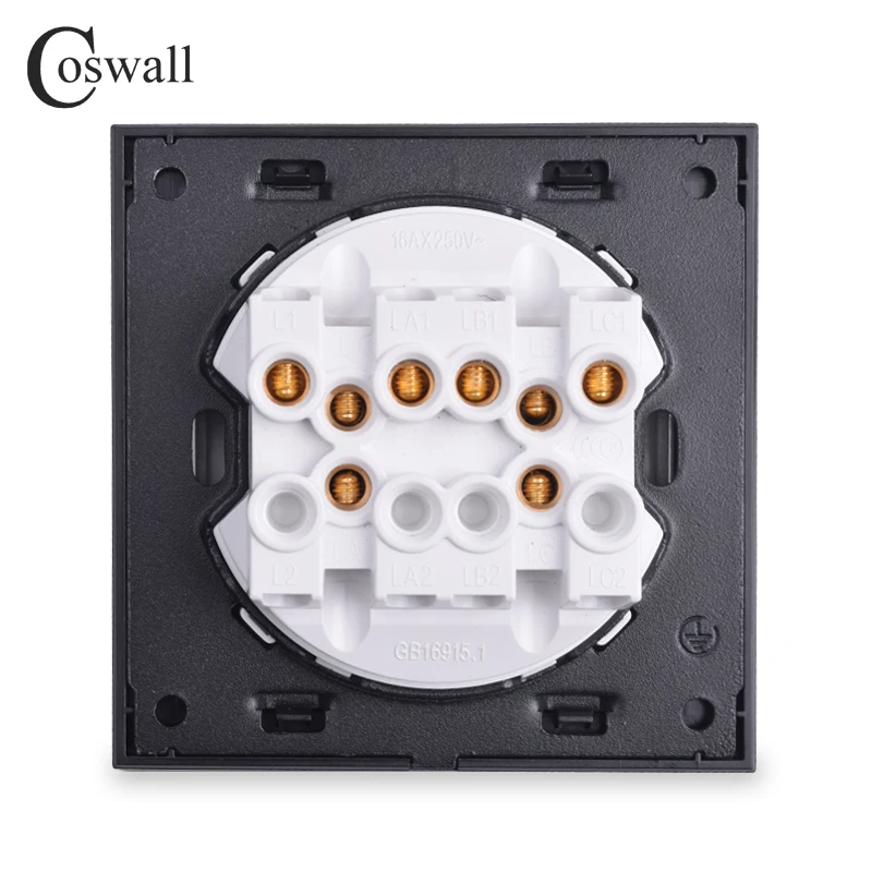 Coswall Luxurious 4 Gang Reset Switch Momentary Contact Switch Pulse Wall Switch Push Button Knight Black Aluminum Metal Panel