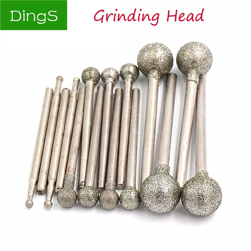 

10pcs Dremel Accesories Diamond Grinding Head Grinding Emery Spherical Bits Burrs Metal Stone Jade Engraving Carving Rotary Tool