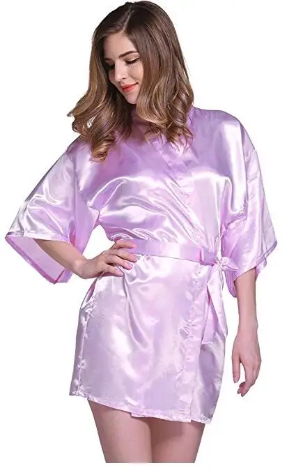 Silk Satin Wedding Bride Bridesmaid Robe Floral Bathrobe Short Kimono Robe Night Robe Bath Robe Fashion Dressing Gown for Women