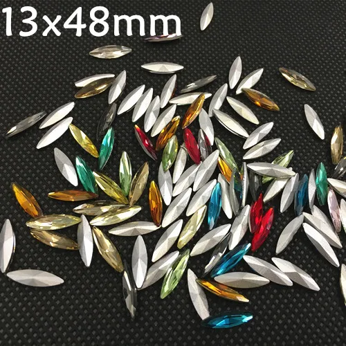 

New Arrivial 36pcs 13x48mm Long Navette Fancy Stone Marquise Pointed back glass Crystal More Colors for jewelry making