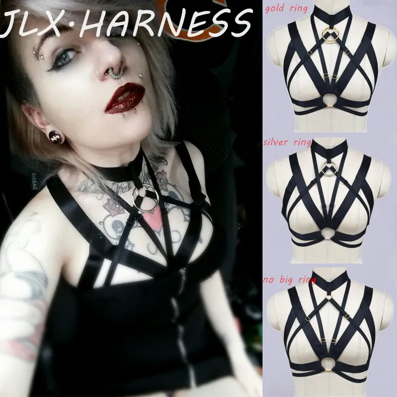 2016 New Products Body Cage Bra Goth Harajuku Harness Belt Around Neck Criss Cross Bondage Lingerie 90's Fetish Wear O0254