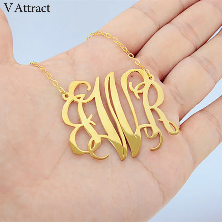 Customized Monogram Necklace For Women Personalized Stainless Steel Initials Letter Pendant Necklace Boho Jewelry Gift