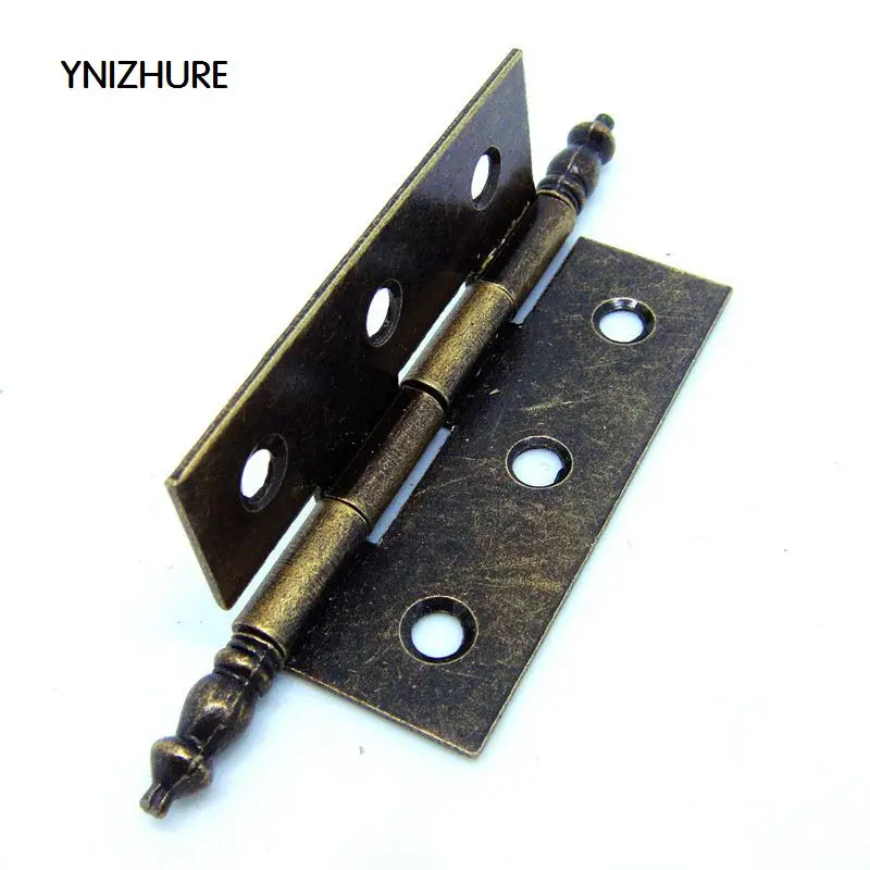 20pcs 55*39mm Rushed Real Cabinet Hinges  Decoration Antique Crown Head Hinge 6 Holes Gift Box Metal Furniture Accessories